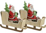 Slitta Decorativa Con Babbo Natale Per Decorazioni Natalizie Festive, 2 Pezzi