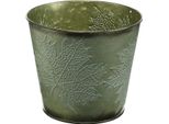 Vaso In Metallo Con Foglie In Rilievo Per Decorazioni E Fiori Autunnali