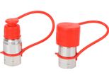 2 Attacchi Idraulici Con Tappi Antipolvere, Filettatura 1/2 Npt, Faccia Piana, Attacchi Rapidi Per Movimentatori Di Rifiuti