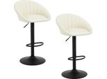 Sgabello Da Bar - Set Di 2 - Altezza Regolabile - Girevole A 360° - Schienale Ergonomico - Similcuoio - Struttura In Metallo - Bianco Crema