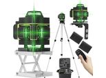 Laser A Linee Incrociate - Laser A 16 Linee - Linee Verticali E Orizzontali - Autolivellante - Treppiede In Alluminio Da 1,2 M, Regolabile In Altezza In 3 Posizioni - Verde
