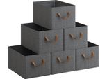 Scatole Pieghevoli In Tessuto Non Tessuto - Organizzatore Per Armadi - Set Di 6 - Rettangolare - Misura L - Giallo