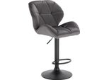 Sgabello Da Bar Con Schienale - Altezza Regolabile 60-82 Cm - Girevole A 360° - Alzata A Gas - Poggiapiedi E Base Cromati - Seduta 50X40 Cm - 100 Kg - Velluto Grigio Scuro