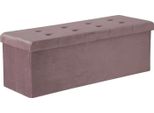 Panca Portaoggetti Con Coperchio - Panca Sgabello Pieghevole - Dimensioni 110 X 37,5 X 38 Cm - Spazio Di Archiviazione 118 L - Fino A 300 Kg - E1 Mdf, Velluto - Rosa