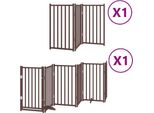 Vidaxl Cancelletto Per Cani 9 Pezzi Con Porta Pieghevole Marrone 450 Cm Legno Di Pioppo