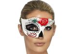 Smiffys - Maschera A Mezzo Occhio Giorno Dei Morti - Uomo/Donna Unisex SM389 (Taglia Unica) (Bianco)