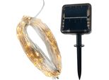 Luci A Filo, Giardino Solare, Filo 100 Led Caldo, Più Telecomando