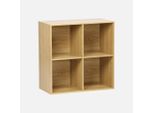 Libreria Modulare In Legno Con 4 Scomparti, Quercia