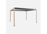 Pergola Bioclimatica 3X4M In Alluminio E Acciaio Con Lamelle Orientabili, Marrone Naturale
