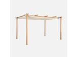 Pergola 3X4M In Alluminio Telo Scorrevole, Ecrù