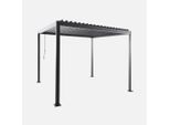Pergola Bioclimatica 3X3M In Alluminio E Acciaio, Lamelle Orientabili, Antracite