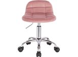 Sgabello Da Ufficio - Sedia Girevole - Altezza Regolabile 56,5-68 Cm - Schienale Basso - Girevole A 360° - Con Rotelle - Senza Braccioli - Rivestimento In Velluto - Rosa