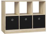 Libreria - Scaffale In Piedi Con Spazio Di Archiviazione - 6 Scomparti, 3 Cassetti - 80 X 60 X 30 Cm - Truciolare Con Melamina - Max 5 Kg/Scaffale, Top 30 Kg - Rovere Chiaro