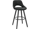 Sgabello Da Bar - Sgabello Da Bar - Altezza Fissa - Rivestimento In Tessuto - Schienale E Poggiapiedi - Gambe In Faggio - Seduta 43X43 Cm - Antracite