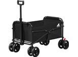 Carretto Pieghevole - Carretto A Mano - Doppie Ruote Con Freno - Portata 80 Kg - Tessuto Oxford 600D - Piegato 54×65×30 Cm - Nero