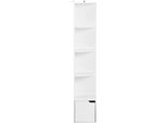 Libreria A Scaffale Ad Angolo - Scaffale In Piedi Con Armadio - Cinque Livelli - Con Anta - Mdf E1 - Dimensioni 29,5 X 158 X 29,5 Cm - Max. 30 Kg - Bianco