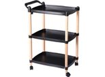 Carrello Di Servizio/Carrello Da Cucina - Carrello - Stretto - 3 Livelli - Legno - Con Maniglia - Ruote Con Freno - Nero