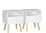 Set Di 2 Comodini - Comodino - 2 Cassetti - Mdf - 40×33,5×50 Cm - Massimo 5 Kg - Design Moderno - Bianco