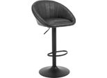 Sgabello Da Bar - Sgabello Da Cucina Girevole - Altezza Regolabile 62-82 Cm - Girevole A 360° - Schienale E Braccioli - Poggiapiedi In Metallo - Pelle Finta Grigio Scuro