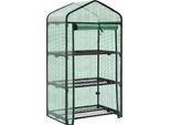 Serra In Foglio - Mini Serra A 3 Ripiani - Porta Avvolgibile - Resistente All'inverno - Pe 140 G/M², Struttura In Metallo - Portata 15 Kg Per Ripiano - Dimensioni 69×49×125/158 Cm - Verde