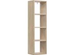 Scaffale A Cubo - Libreria - 4 Livelli - Indipendente - 30 X 23,5 X 106,5 Cm - Materiale A Base Di Legno Con Melamina - Portata 50 Kg - Rovere Chiaro