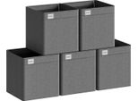 Scatole Portaoggetti - Cubi Portaoggetti Pieghevoli - Set Di 5 - M 25 L - 29,5×29×29,5 Cm - Capacità Di Carico 10 Kg - Tessuto Non Tessuto Cationico - Nero