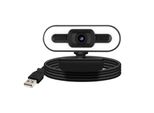 Webcam Streaming 1080P Hd Grandangolare Con Luce Led E Microfono - Nero