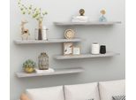 Vidaxl Mensole Sospese 4 Pz. Grigio Cemento 120X23,5X3,8 Cm Mdf