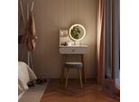 Vicco Tavolo Da Toeletta Edda, 60 Cm Con Specchio Led E Sgabello, Bianco
