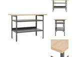 Vidaxl Banco Da Lavoro Grigio 120×60×85 Cm In Acciaio - Banchi Da Lavoro