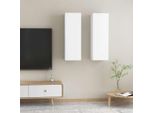 The Living Store Mobili Tv 2 Pz. Bianco 30,5X30X90 Cm Materiale A Base Di Legno