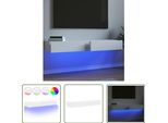 The Living Store Mobili Tv Con Luci Led 2 Pz. Bianco 60X35X15,5 Cm