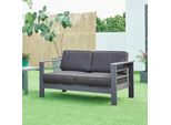 Divano Da Esterno A 2 Posti 'Avise' Con Cuscini In Alluminio 144 X 70 X 62 Cm Grigio Scuro
