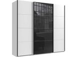 Armadio Ad Ante Scorrevoli Norderstedt Armadio Design Selezionabile, Bianco / Vetro Nero, 225X64X210Cm