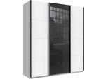 Armadio Ad Ante Scorrevoli Norderstedt Armadio Design Selezionabile, Bianco / Vetro Nero, 180X64X210Cm
