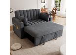 Divano Letto Merax, Con Funzione Sleep, Divano Letto A 2 Posti Con Schienale Regolabile, Portabicchieri, Set Di Divani, Divano Da Salotto, Grigio