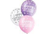 Palloncini Happy Birthday Palloncini Di Compleanno Decorazione Anniversario 6 Pezzi Rosa-Bianco 30Cm