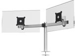 Durable Braccio Porta Monitor Pro Per 2 Monitor Con Perno Per Foro Passacavo, Argento, 508623