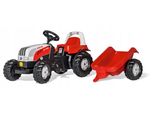 Rolly Toys Trattore A Pedali Steyr 6165 Cvt + Rimorchio Da 2,5 Anni Pneumatici Whisper
