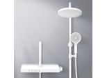 Sistema Doccia Emke Con Termostato 38℃ - Set Di Rubinetteria Per Doccia In Acciaio Inox, Doccetta A 3 Getti, Pannello Doccia, Doccia A Pioggia, Rubinetteria Per Vasca E Doccia, Bianco F22