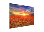 Tagliere Piastra Copriforno Tagliere In Vetro Multiplo 30X22 Cm Paesaggio Papaveri