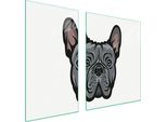 Piastre Copri Fornelli 2 Pezzi 90X52 Ceramica Copri Piano Cottura Vetro Tagliere Cane Grigio