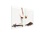 Piastre Copriforno 2 Pezzi 75X52 Ceramica Copriforno Vetro Tagliere Caffè Bianco