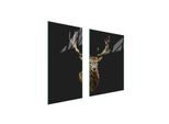 Piastre Copri Fornelli 2 Pezzi 75X52 Ceramica Copri Piano Cottura Vetro Tagliere Cervo Nero
