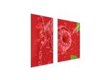Piastre Copri Fornelli 2 Pezzi 75X52 Copri Piano Cottura In Ceramica Tagliere In Vetro Rosso Lampone