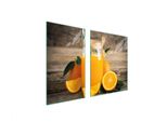 Piastre Copriforno 2 Pezzi 100X52 Ceramica Copriforno Vetro Tagliere Arancio Legno
