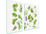 Piastre Copri Fornelli 2 Pezzi 100X52 Copri Piano Cottura In Ceramica Tagliere In Vetro Spezie Verde
