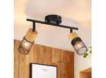Zmh Led Plafoniera Legno E14 Faretti 2 Fiamme 350° Orientabili Faretti Da Soffitto Faretti Da Parete Vintage Per Soggiorno Camera Da Letto Cucina Senza Lampadine