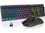 Combo Tastiera E Mouse Da Gioco Wireless - Nuovo 2023 - Tastiera Retroilluminata Wireless Con Batteria Integrata A Lunga Durata + Mouse Da Gioco Wireless Rgb Da 4800 Dpi