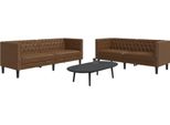 Vidaxl Set Di Divani Chesterfield A 2 Pezzi In Ecopelle Marrone Effetto Scamosciato
